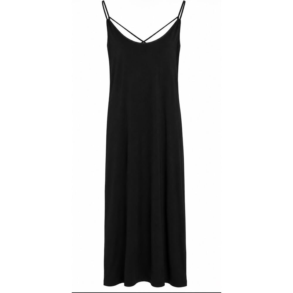 Victoria's Secret Black Maxi Dress Strappy Criss Cross Minimalist Slip Dress M - Picture 3 of 11